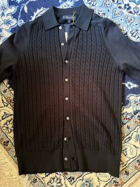 Brooks Brothers Cable-Knit Polo Cardigan